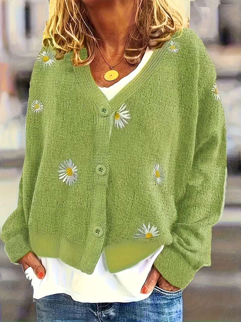 Korina - Elegant Long Sleeve Cardigan With Button