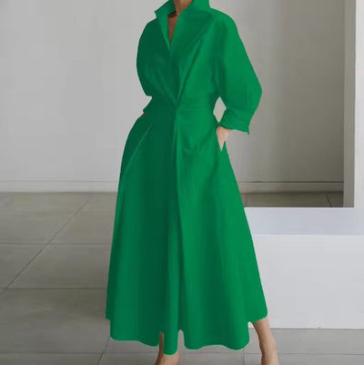 Esther™ | Elegant Spring Shirt Dress with Cotton Collar