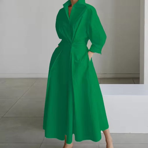 Esther™ | Elegant Spring Shirt Dress with Cotton Collar