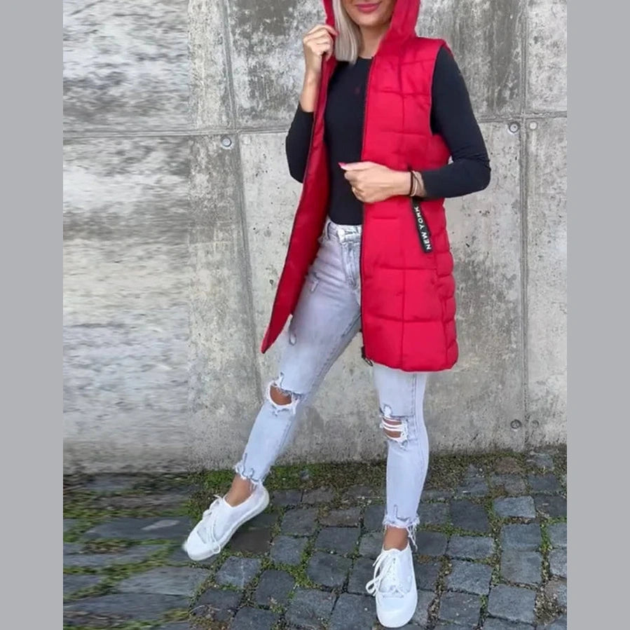 Melina – Sleeveless Padded Coat with Zipper