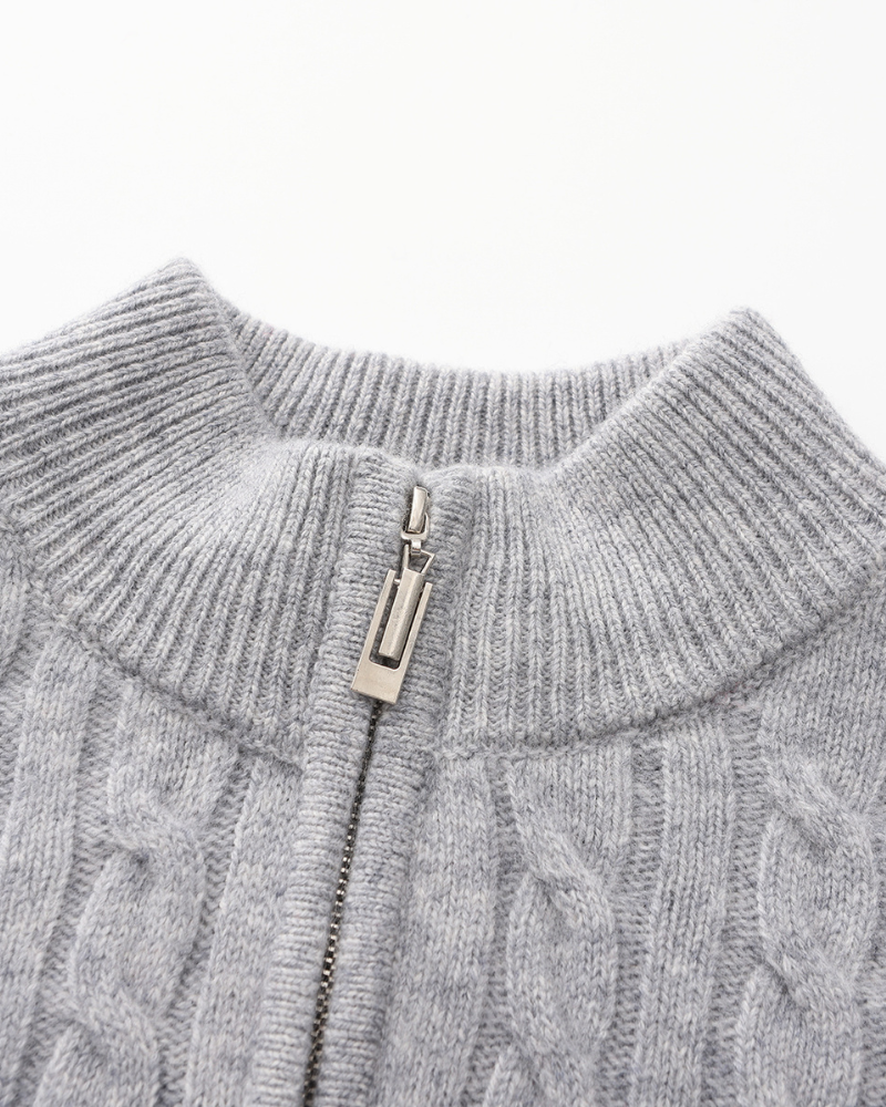 100% Cashmere Woven Half Zip