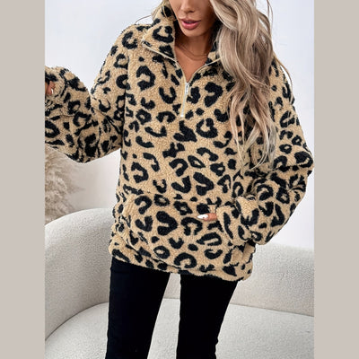 Leona™ | Elegant Leopard Print Zip Sweater