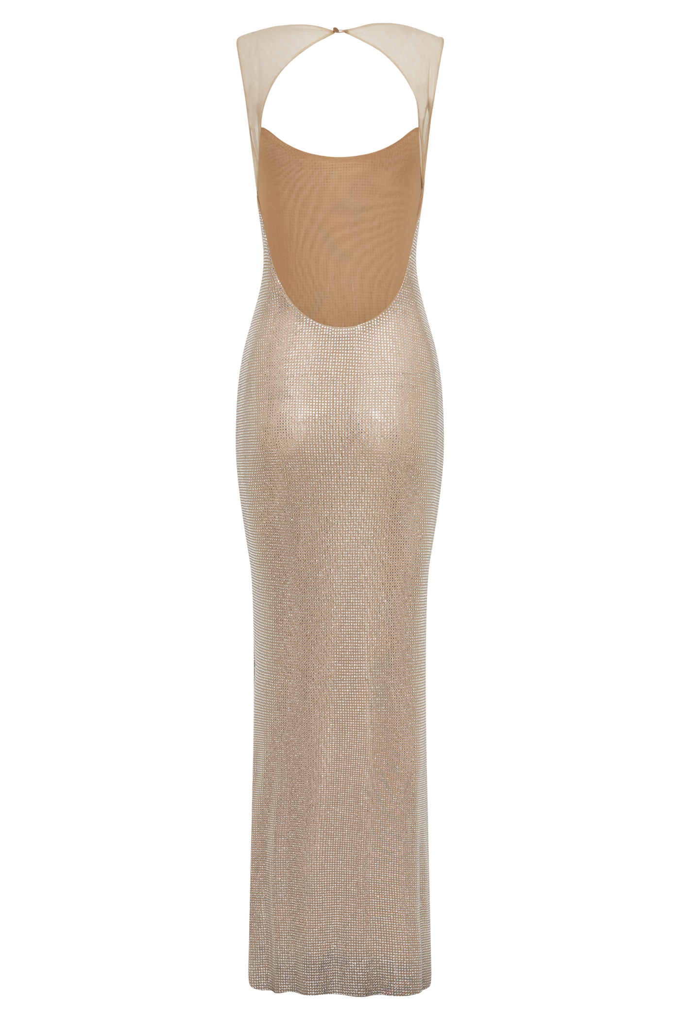 Jasmyn Hot Fix Maxi Dress With Mesh Back - Nude