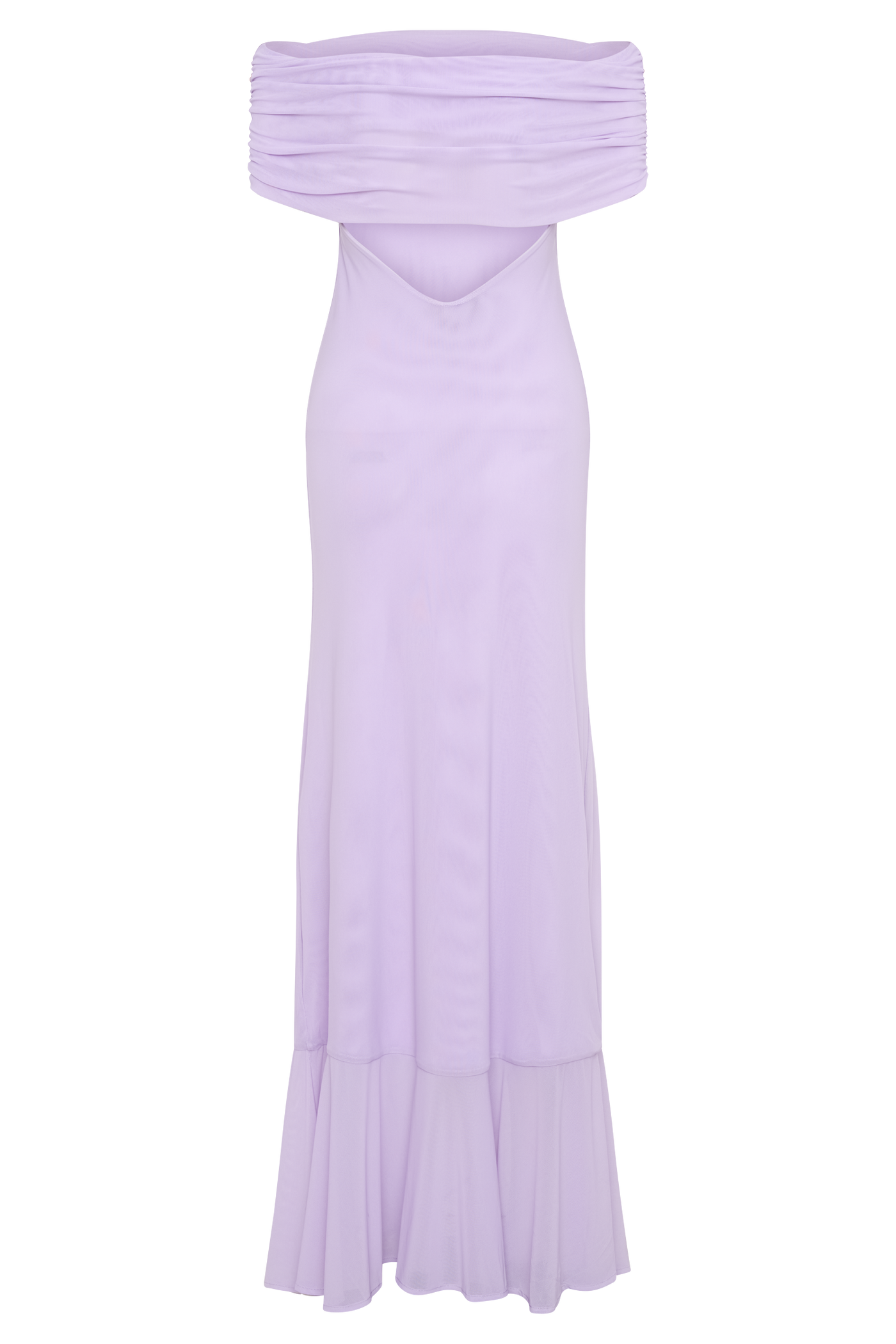 Audrey Off Shoulder Mesh Maxi Dress - Lilac