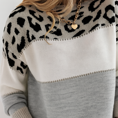 Diane™ | Leopard Accent Knit Sweater