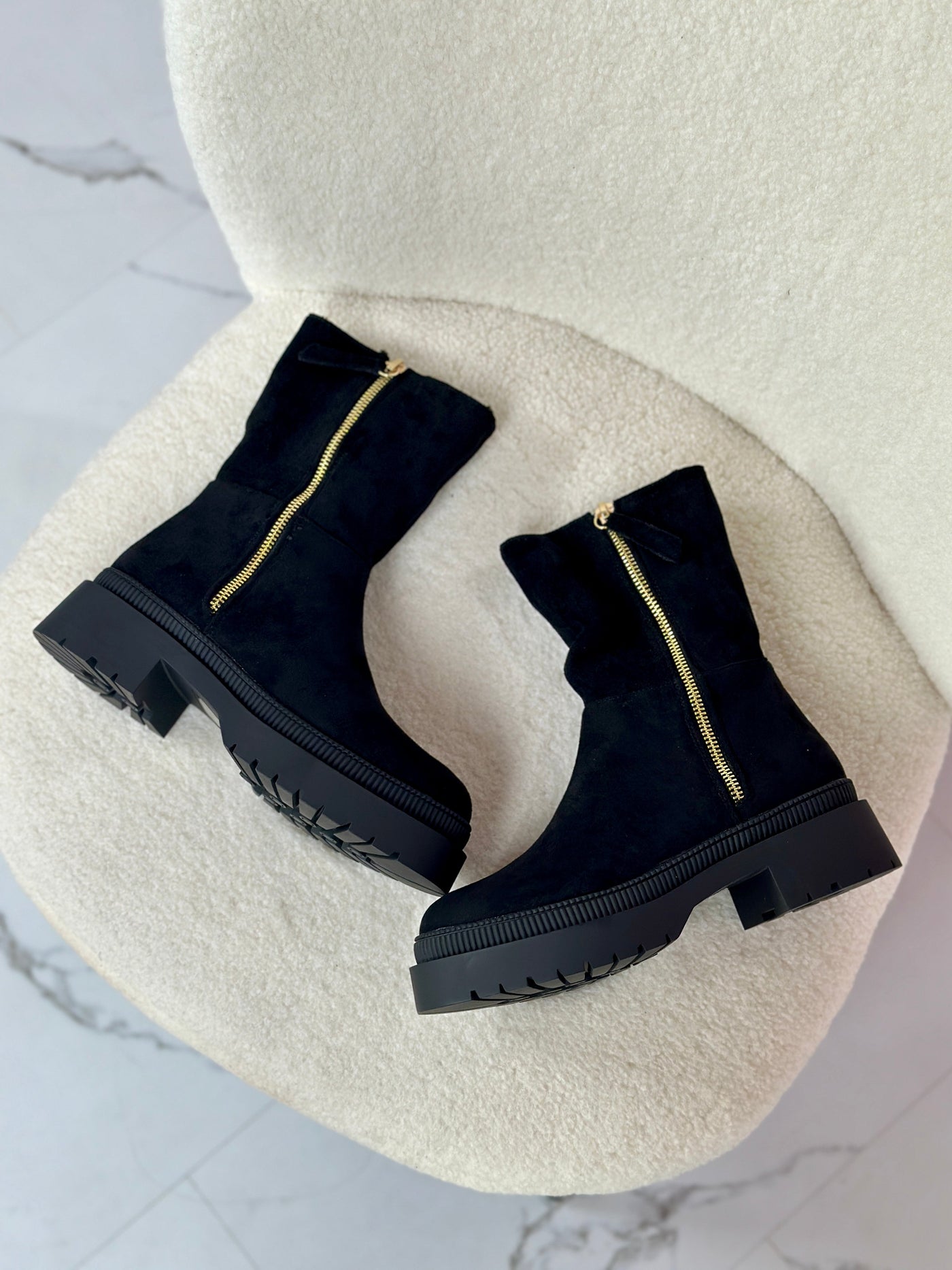 Cozy Black Zipper Boots