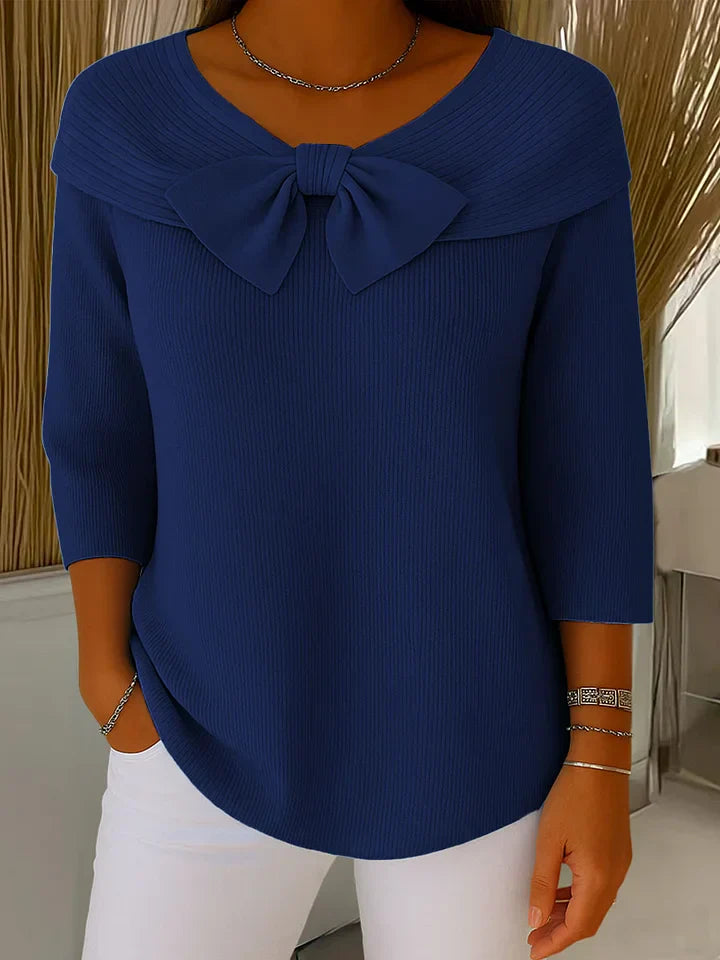 Serenna – Women's-Sweater with Bow and Round Neckline