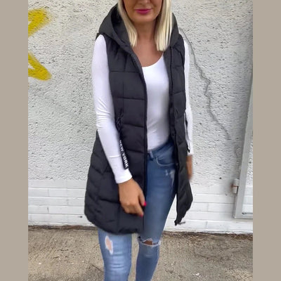 Melina – Sleeveless Padded Coat with Zipper