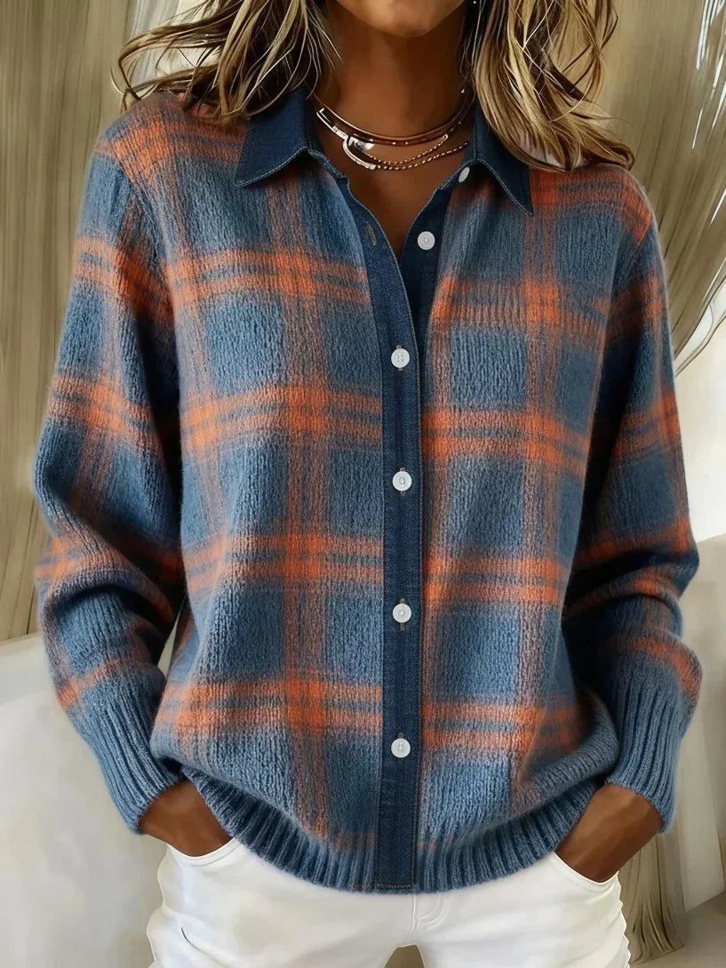 Leandra™ | Retro Contrast Plaid Casual Sweater