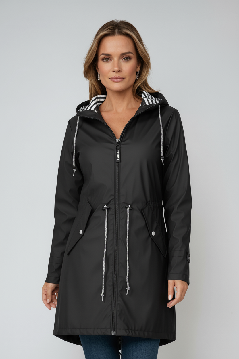 WOMEN’S RAINCOAT | LONG HOODED WATERPROOF JACKET
