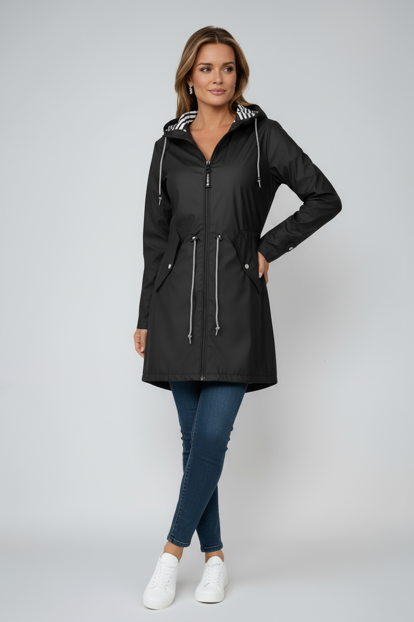 WOMEN’S RAINCOAT | LONG HOODED WATERPROOF JACKET
