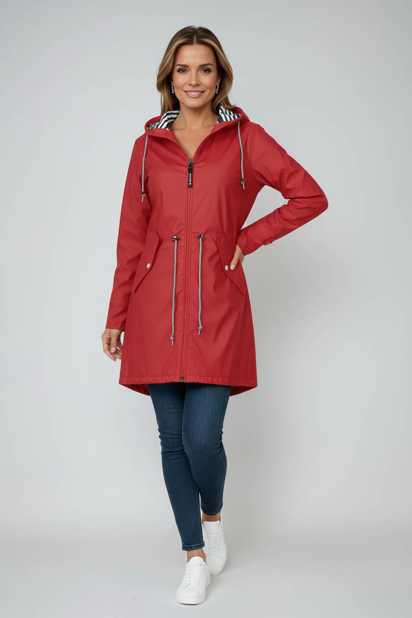 WOMEN’S RAINCOAT | LONG HOODED WATERPROOF JACKET
