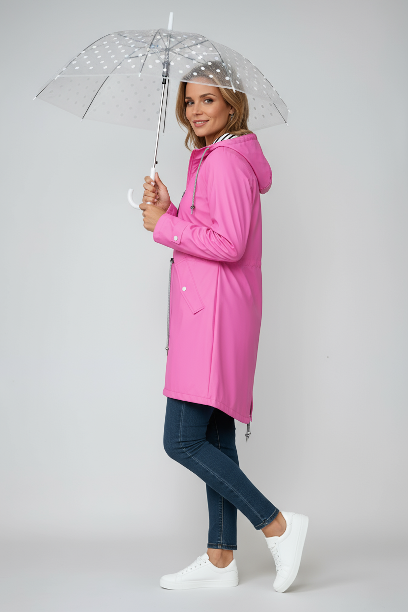 WOMEN’S RAINCOAT | LONG HOODED WATERPROOF JACKET