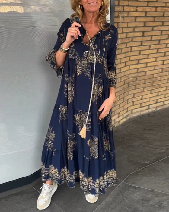 Emiliana | Vintage loose V-neck dress