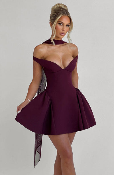 Marla Mini Dress - Cherry Lacquer