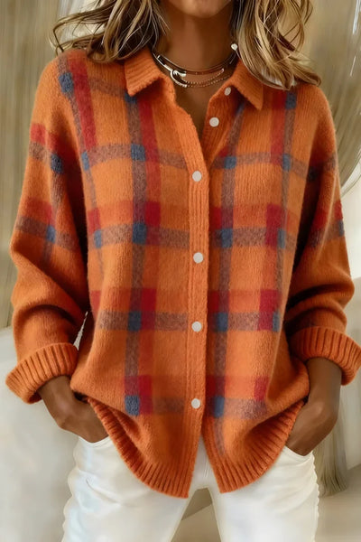 Leandra™ | Retro Contrast Plaid Casual Sweater