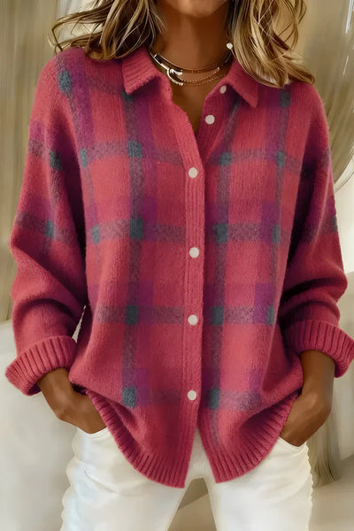 Leandra™ | Retro Contrast Plaid Casual Sweater