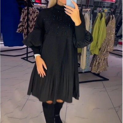 Sara | Plus Lantern Sleeve Dress