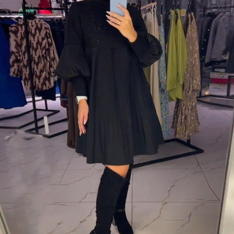 Sara | Plus Lantern Sleeve Dress