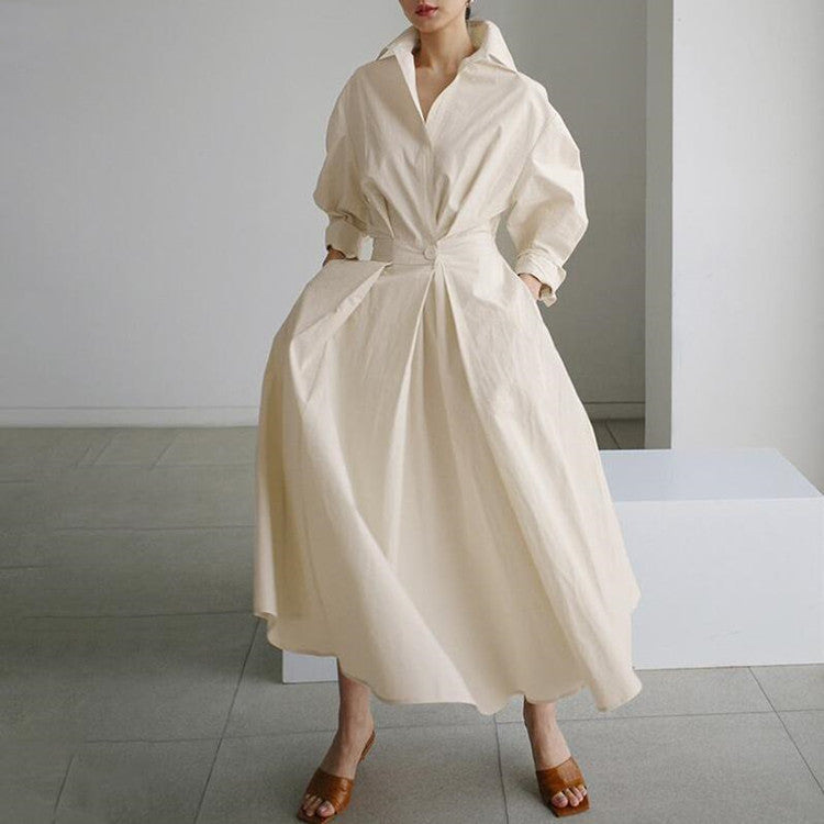 Esther™ | Elegant Spring Shirt Dress with Cotton Collar