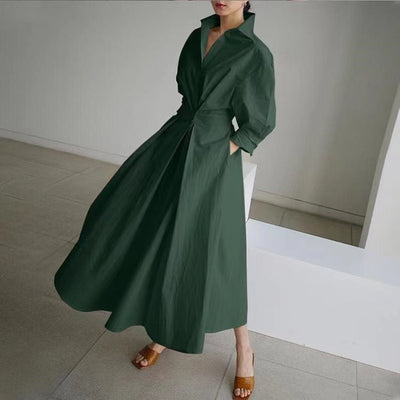 Esther™ | Elegant Spring Shirt Dress with Cotton Collar